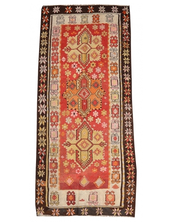 Decorative Unique Vintage Turkish Kilim  - 4`6" x 10`9"