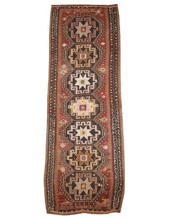 Decorative Vintage Turkish Kars Kilim - 5`3" x 14`7"