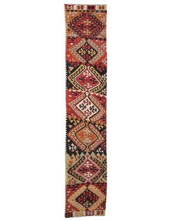 Decorative Vintage Turkish Kilim Runner - 2`2" x 10`11"