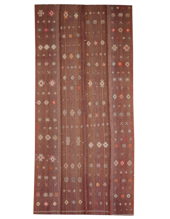 Embroidered Vintage Kilim Rug - 5`4" x 11`9"