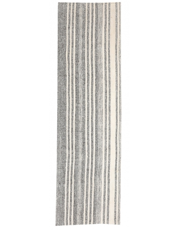 Gray & White Striped Kilim Runner - 2`7