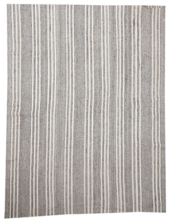 Large Vintage Gray & White Turkish Kilim - 8`6" x 10`8"