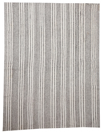 Large Vintage Gray & White Turkish Kilim - 8`6