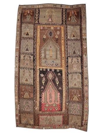 Large Vintage Turkish Kars Kilim Rug - 8`2