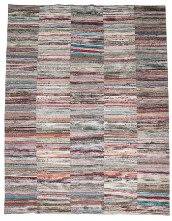 Large Vintage Turkish Rag Rug - 9`3" x 11`11"