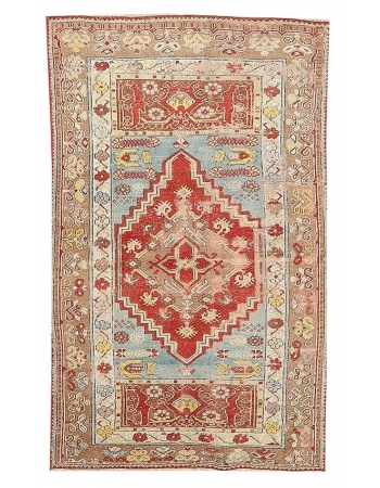 Small Distressed Vintage Turkish Rug - 2`11" x 4`11"