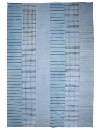 Striped Blue Vintage Large Kilim Rug - 10`1" x 14`1"