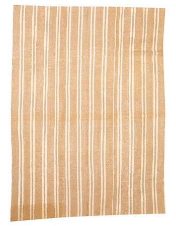 Striped Mustard & White Kilim Rug - 6`7" x 9`0"