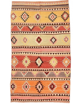 Unique Vintage Turkish Kilim Rug - 4`11" x 8`4"