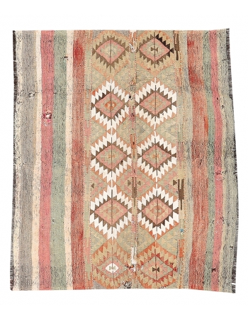 Vintage Decorative Smal Kilim Rug - 4`0" x 4`4"
