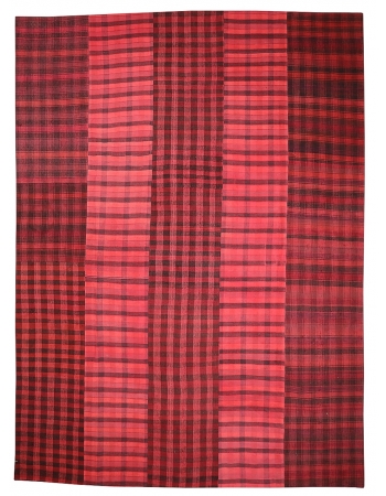 Vintage Large Red Striped Kilim Rug - 9`10" x 13`9"