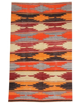 Vintage Turkish Wool Decorative Kilim - 5`8" x 9`2"