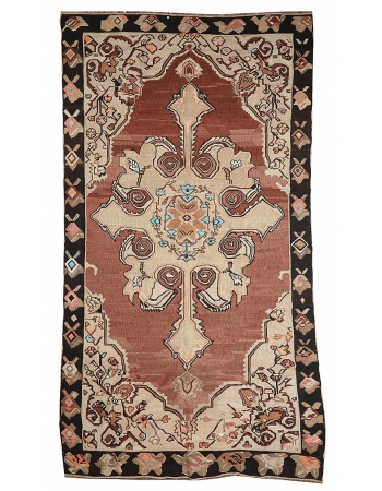 Vintage Turkish Wool Kars Kilim Rug - 6`9