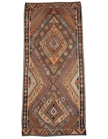 Vintage Wool Decorative Kilim Rug - 5`1" x 11`8"