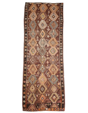 Vintage Wool Turkish Kars Kilim Rug - 5`8