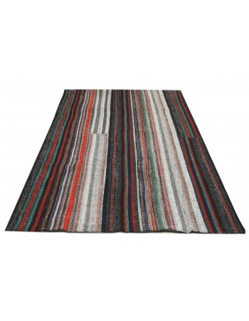 Striped Vintage Turkish Kilim Rug - 8`0