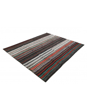 Striped Vintage Turkish Kilim Rug - 8`0