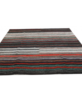 Striped Vintage Turkish Kilim Rug - 8`0