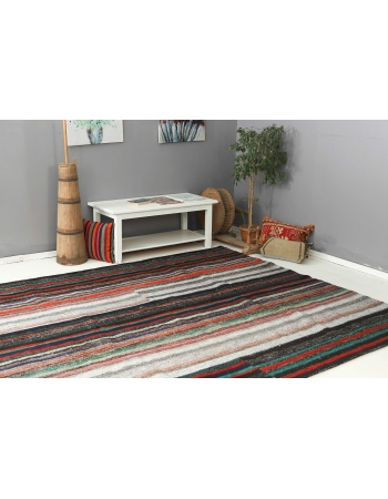 Striped Vintage Turkish Kilim Rug - 8`0