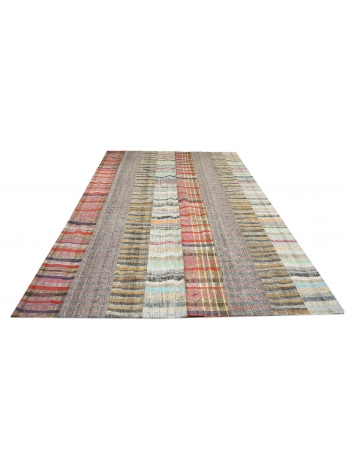 Vintage Striped Modern Large Kilim Rug - 10`0