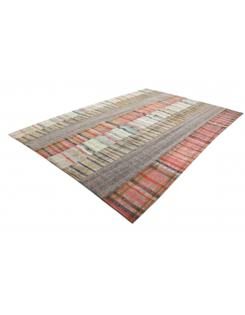 Vintage Striped Modern Large Kilim Rug - 10`0