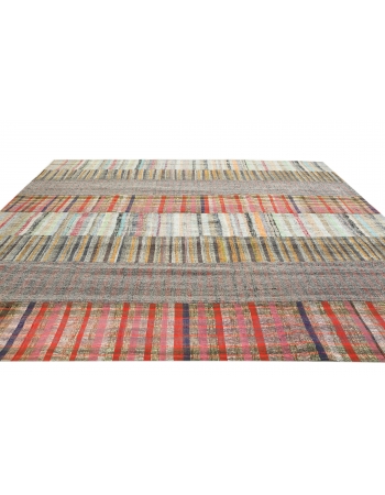 Vintage Striped Modern Large Kilim Rug - 10`0