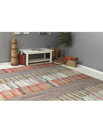 Vintage Striped Modern Large Kilim Rug - 10`0