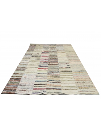 Vintage Striped Large Turkish Rag Rug - 9`2