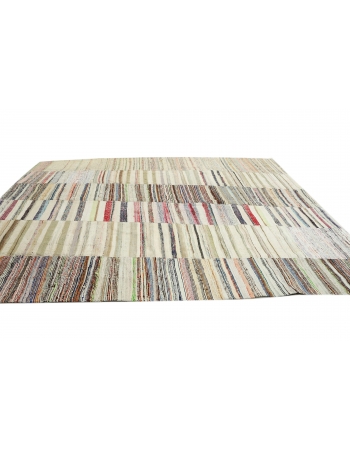 Vintage Striped Large Turkish Rag Rug - 9`2