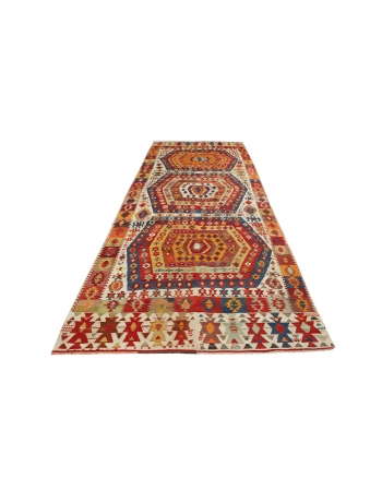 Antique Turkish Aydın Kilim Rug - 5`5