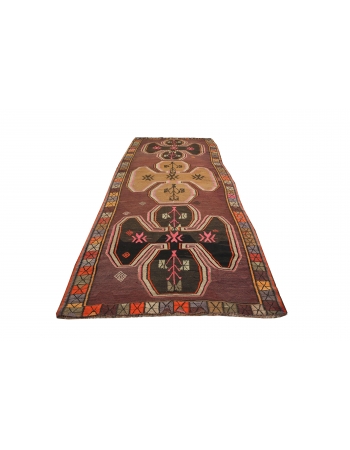 Vintage Turkish Kars Kilim Rug - 5`5