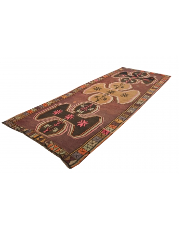Vintage Turkish Kars Kilim Rug - 5`5