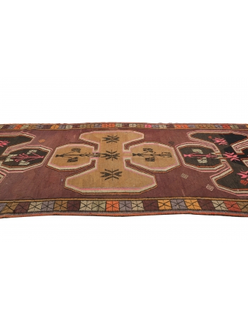 Vintage Turkish Kars Kilim Rug - 5`5