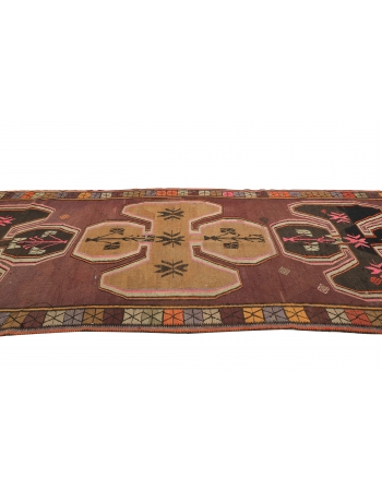 Vintage Turkish Kars Kilim Rug - 5`5