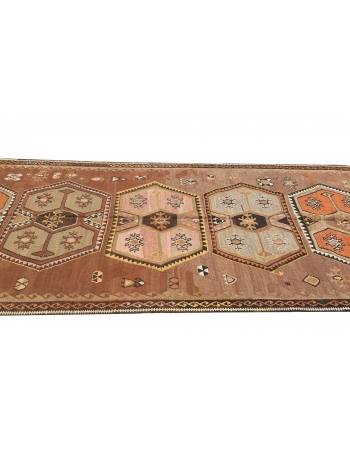 Vintage Decorative Turkish Kars Kilim Rug - 4`10