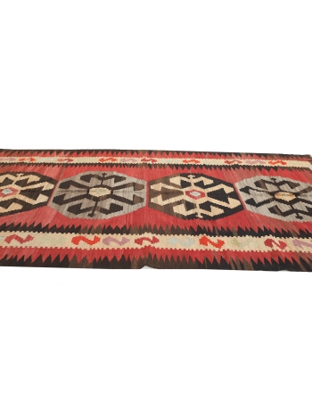 Decorative Vintage Turkish Kars Kilim Rug - 5`11