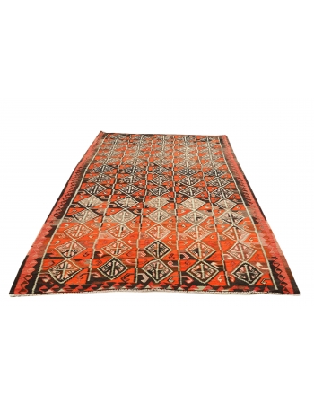 Decorative Vintage Turkish Kars Kilim Rug - 5`8