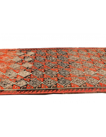 Decorative Vintage Turkish Kars Kilim Rug - 5`8