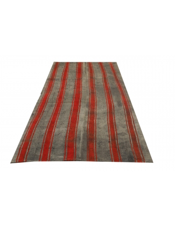 Gray & Red Striped Vintage Kilim Rug - 4`3