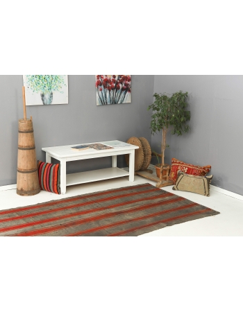 Gray & Red Striped Vintage Kilim Rug - 4`3