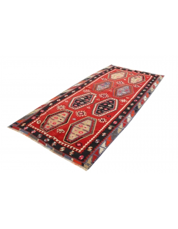 Vintage Turkish Wool Kilim Rug - 4`7