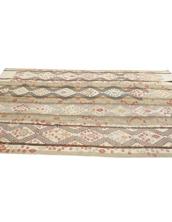 Embroidered Vintage Turkish Kilim Rug - 6`3