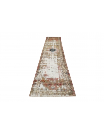 Distressed Vintage Turkish Runner Rug - 3`0