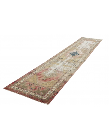 Distressed Vintage Turkish Runner Rug - 3`0