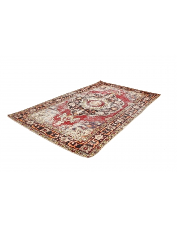 Distressed Vintage Turkish Konya Rug - 6`0