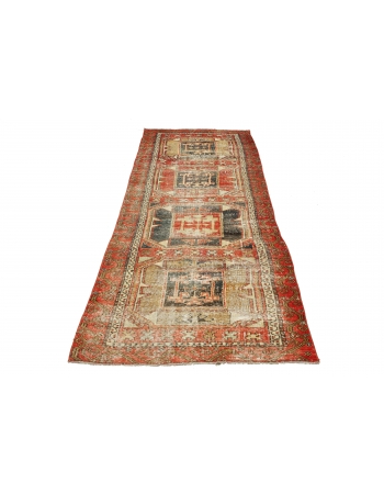 Vintage Distressed Turkish Anatolian Runner Rug - 3`3