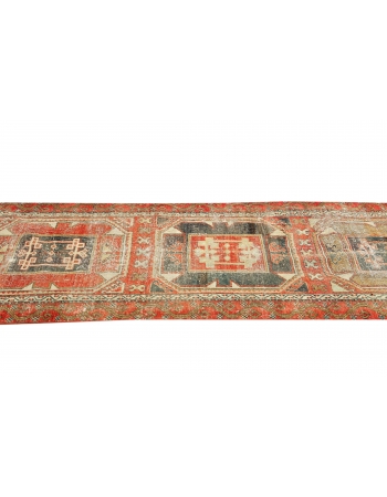 Vintage Distressed Turkish Anatolian Runner Rug - 3`3