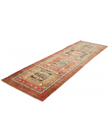 Vintage Distressed Turkish Anatolian Runner Rug - 3`3