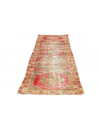 Distressed Vintage Anatolian Runner Rug - 3`3