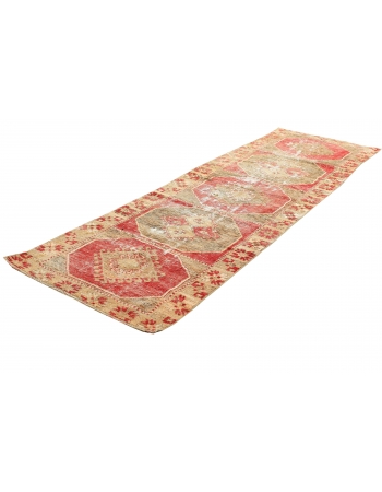 Distressed Vintage Anatolian Runner Rug - 3`3